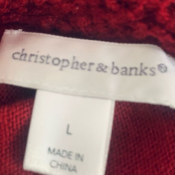 Christopher & Banks Burgundy Red Cowl Neck Tunic Sweater Size Large - Picture 9 of 9